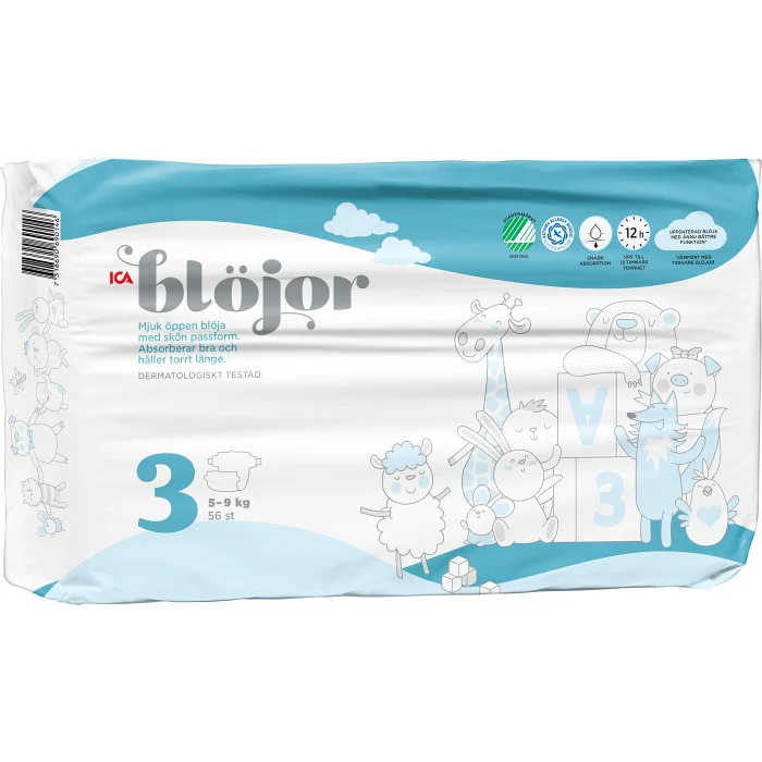 Öppna Blöjor Strl 3 5-9kg 56-p ICA