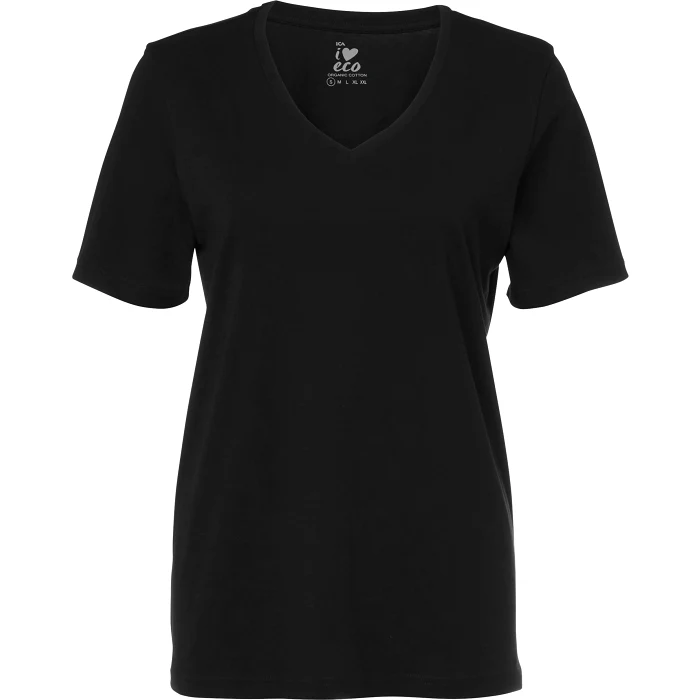 T-shirt v-hals svart XL ICA I love eco