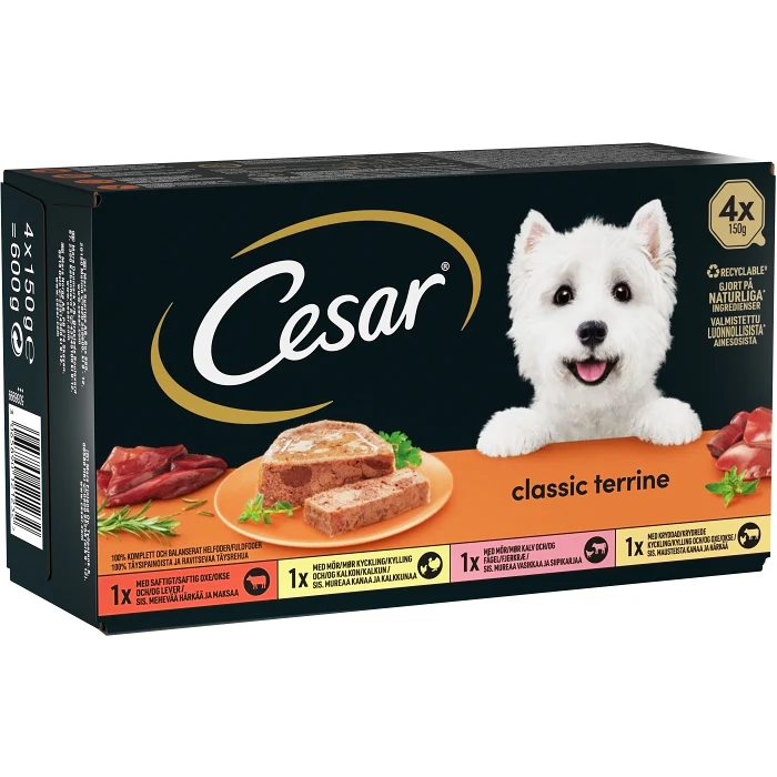 Hundmat Våtfoder Blandade Smaker 4-p 600g Cesar