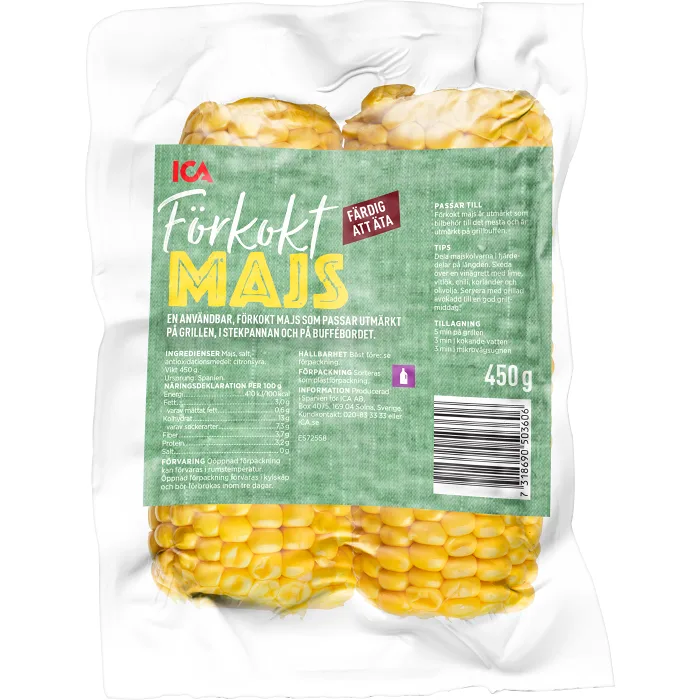Majs förkokt vacumförpackad 450g ICA