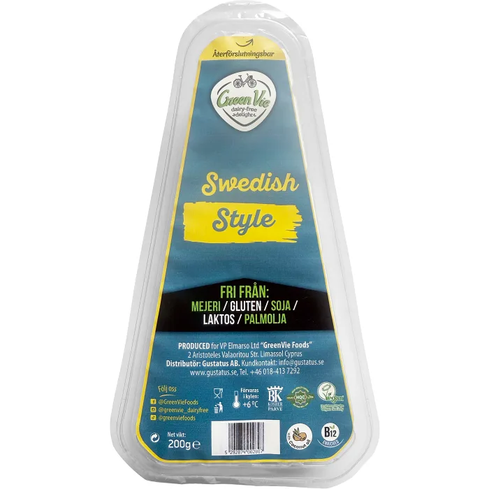 Ost Swedish Style Vegansk Glutenfri Laktosfri 200g Greenvie