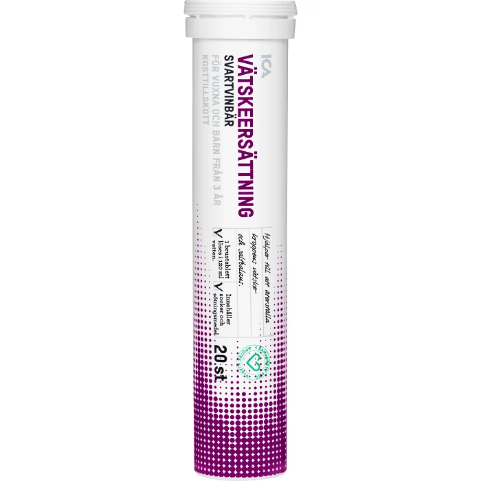 Vätskeersättning Svartvinbär brustablett 20st ICA Hjärtat