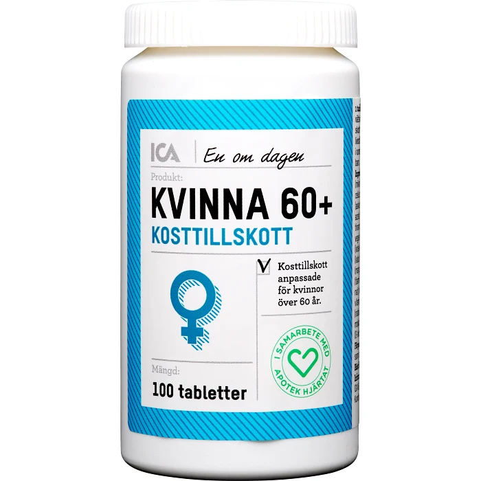 Multivitamin Kvinna 60+ Kosttillskott 100-p ICA Hjärtat