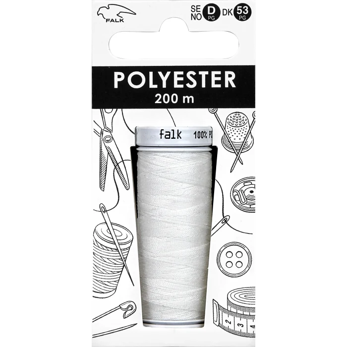 Sytråd Syntet Vit 200m Falk