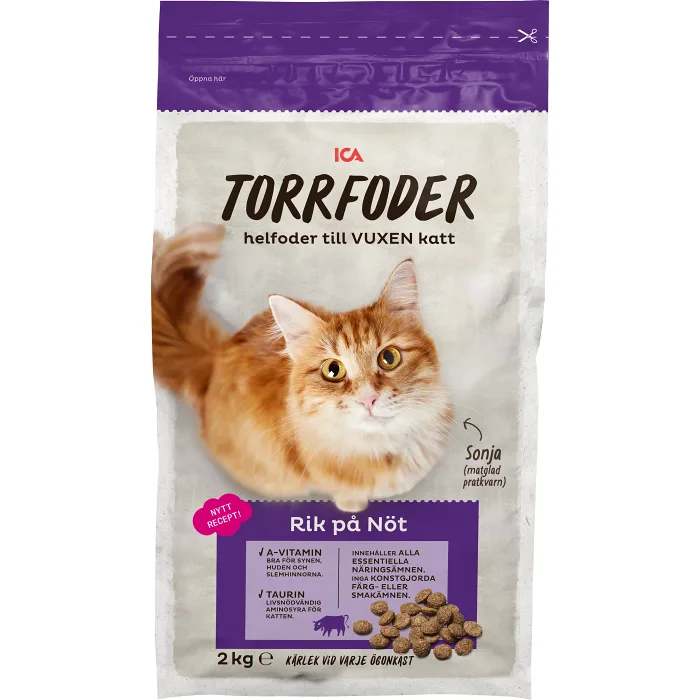 Kattmat Torrfoder Nöt 2kg ICA