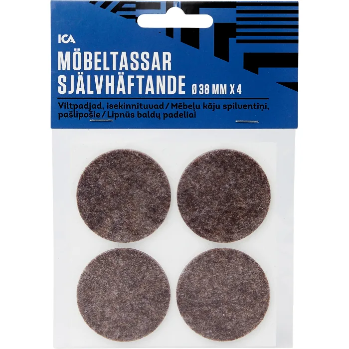 Möbeltassar självhäftande 38mm 4p Brun ICA