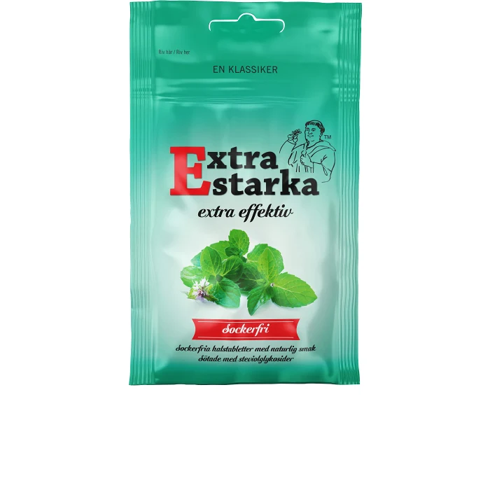 Halstabletter Extra starka Extra effektiv Sockerfri 60g Karamellpojkarna