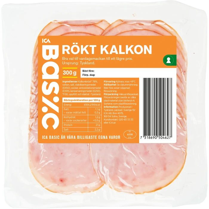 Rökt Kalkon 300g ICA Basic