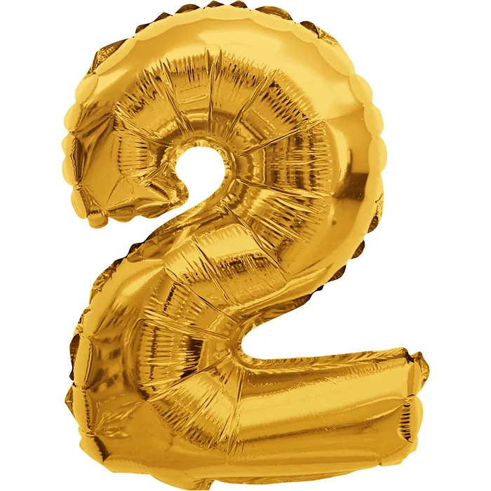 Folieballong Nr 2 Guld Happy Party