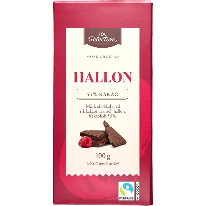Chokladkakor Mörk choklad Hallon 100g ICA Selection