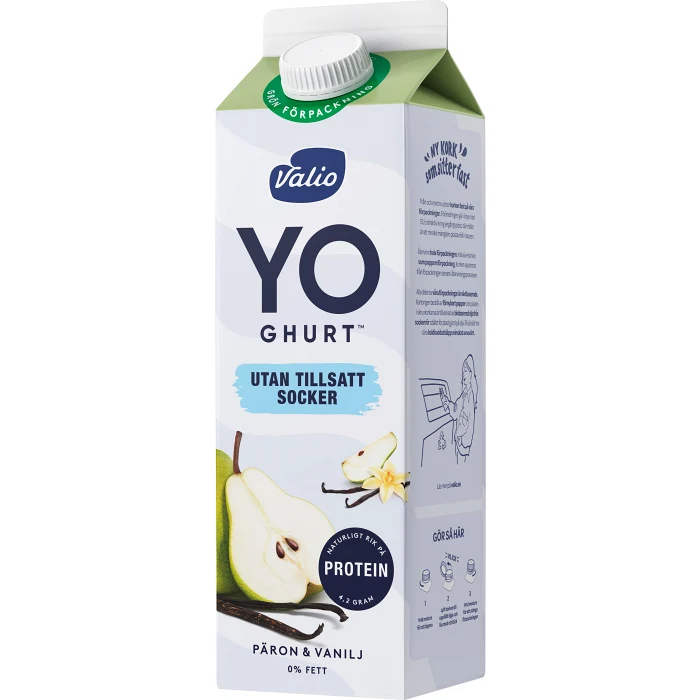 Yoghurt Päron Vanilj utan tillsatt socker 0% 1000g Valio