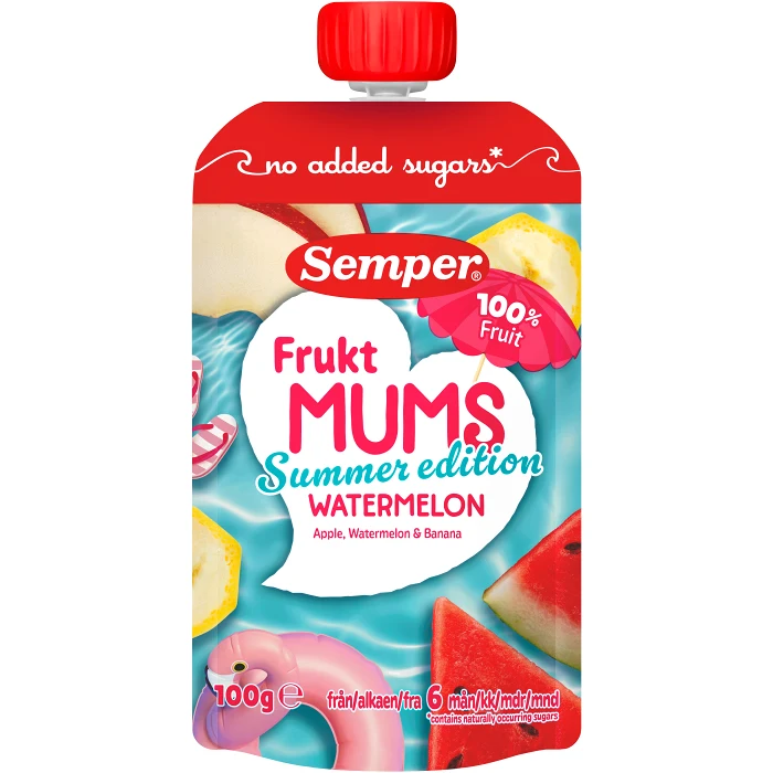 Barnmat Fruktmums Ltd Ed watermelon 6m 100g Semper