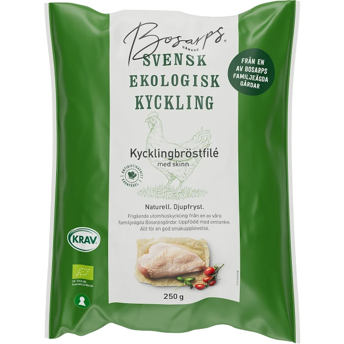 Kycklingbröstfilé med skinn Fryst Ekologisk 250g Kronfågel Bosarp