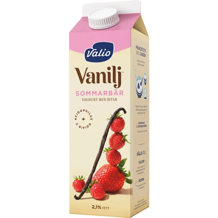 Vaniljyoghurt Sommarbär 2,1% 1000g Valio