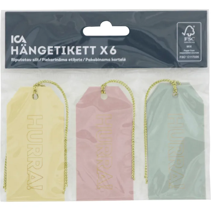 Hängetiketter Hurra 6 st