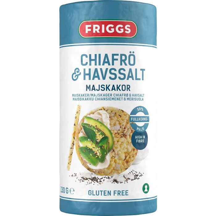Majskakor Chiafrö & havssalt Glutenfri 130g Friggs
