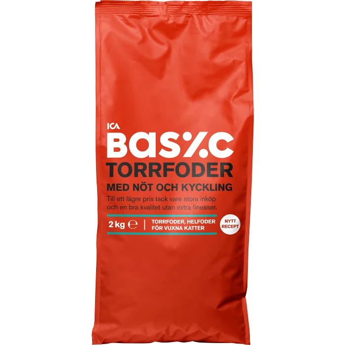 Kattmat Torrfoder Nöt & Kyckling 2kg ICA Basic