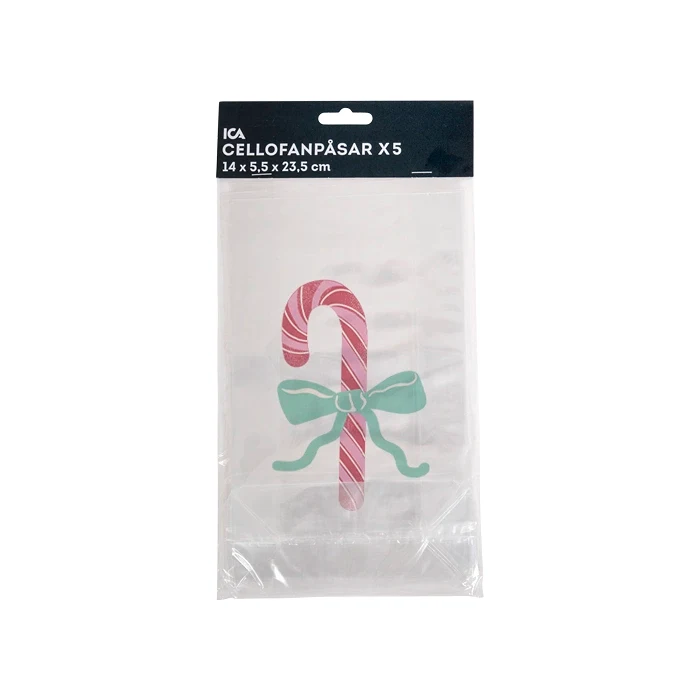 Cellofanpåse Julgodis 14 x 23,5 cm 5-p
