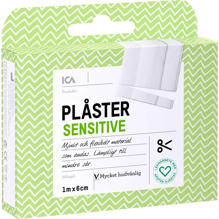 Plåster Sensitive 6cm 1m ICA Hjärtat