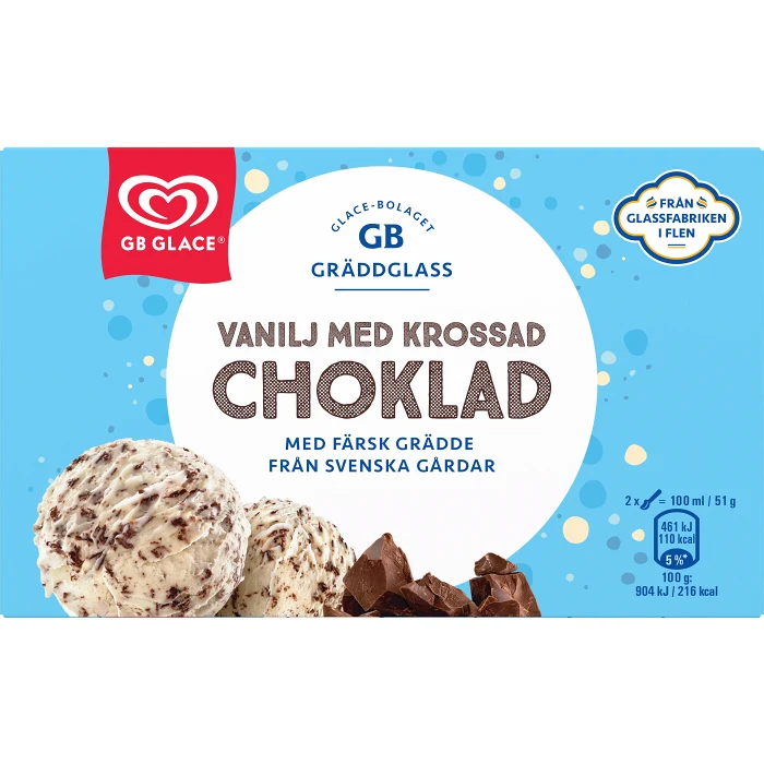 Glass Vanilj krossad choklad 500ml GB Gräddglass