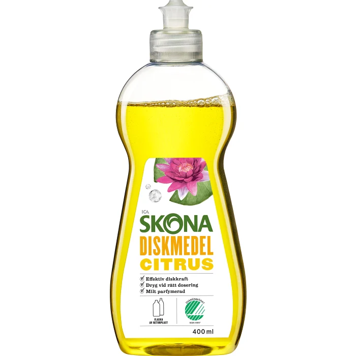 Handdiskmedel Citrus 400ml Miljömärkt ICA Skona