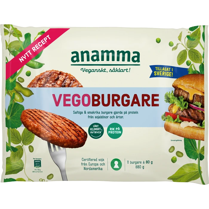 Vegoburgare Glutenfri Fryst 880g Anamma