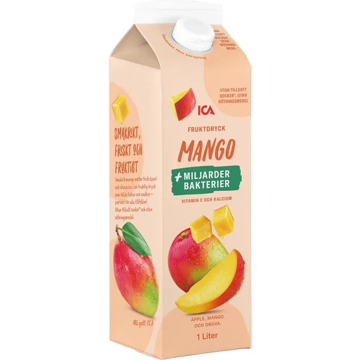 Fruktdryck Mango med bakteriekultur utan tillsatt socker 1000ml ICA