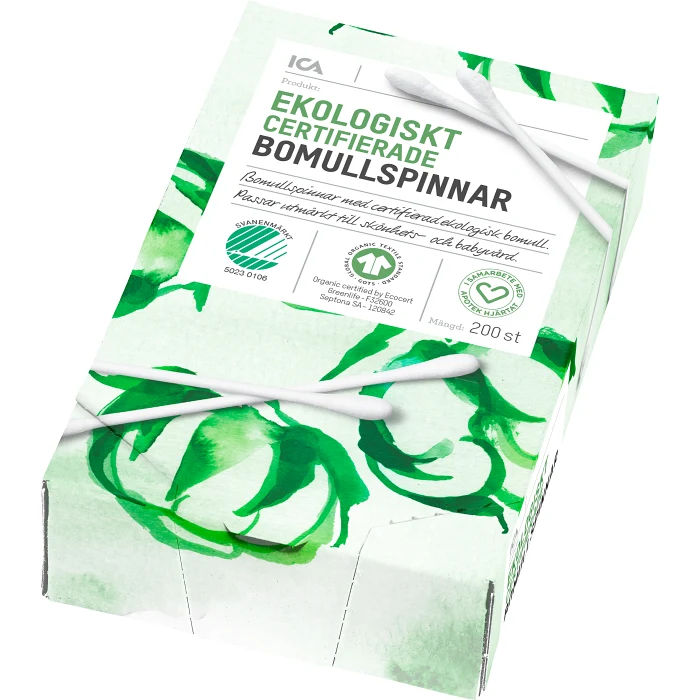 Bomullspinnar 200-p ICA Hjärtat EKO