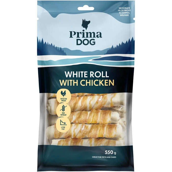 Vit tuggrulle med kyckling 15-p 550g PrimaDog