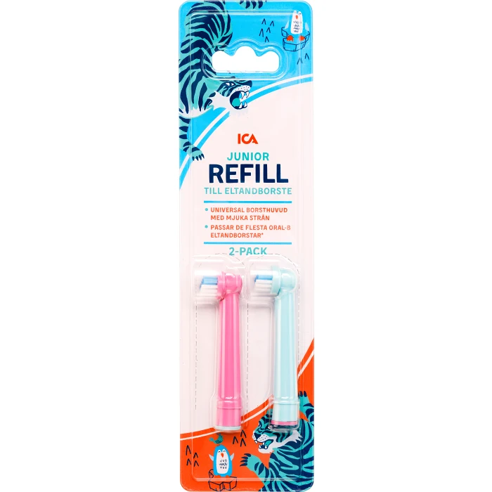 Eltandborste Junior Refill 2-p ICA