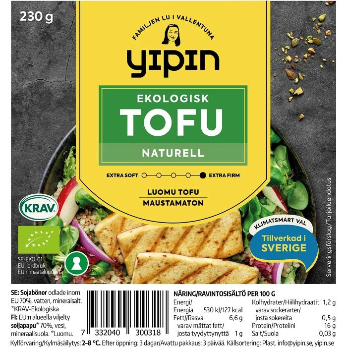 Tofu naturell Ekologisk 230g KRAV Yi Pin