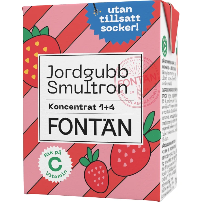Blandsaft Jordgubb & Smultron Sockerfri 20cl Fontän