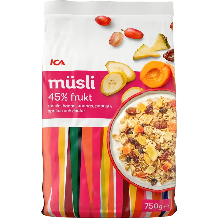 Müsli 45% Frukt 750g ICA