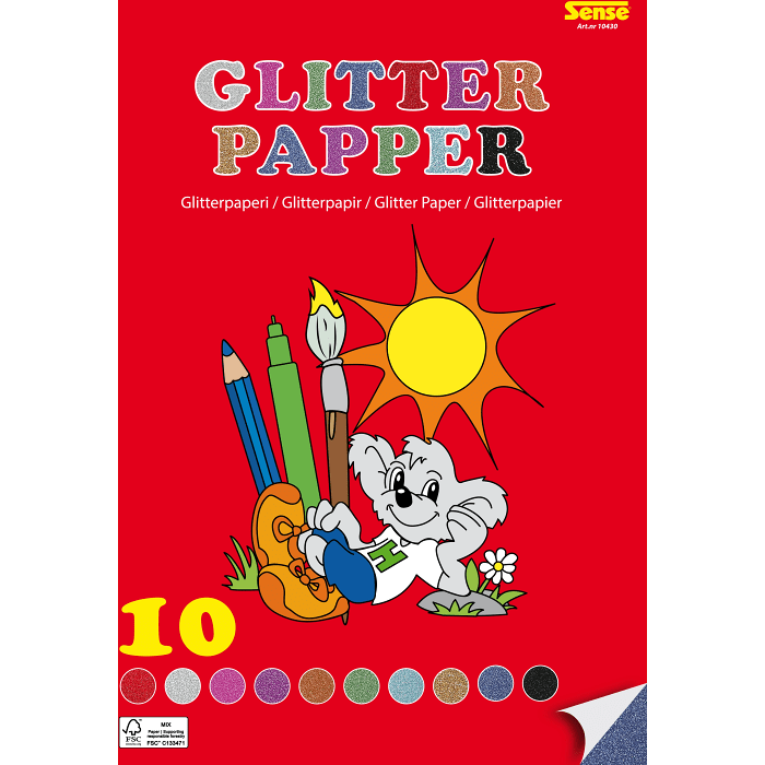 Glitterpapper A4 10 ark Sense
