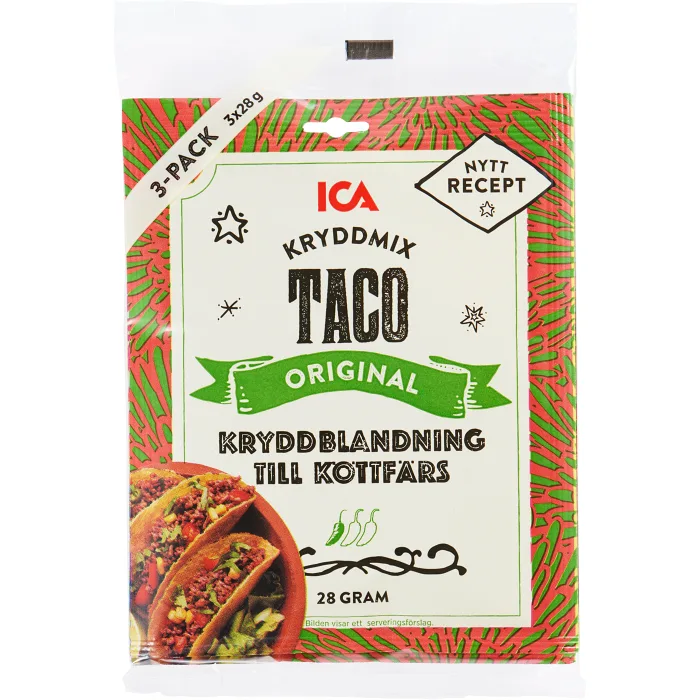 Kryddmix Taco Mild 28g 3-p ICA