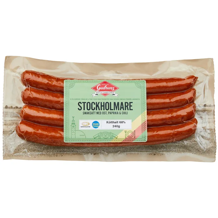 Kryddkorv Stockholmare Ost Paprika Chili 68% Kötthalt 240g Gudruns