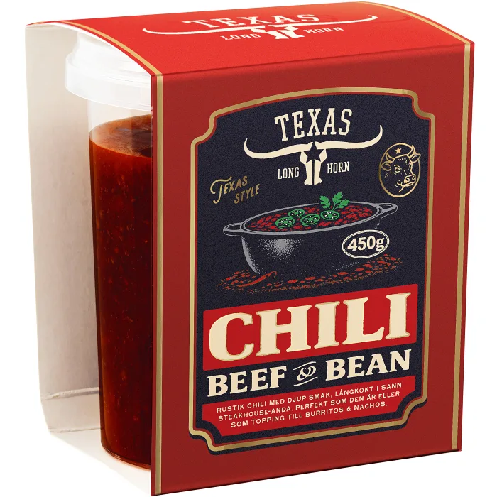 Chili Färsk Beef and Bean 450g Texas Longhorn