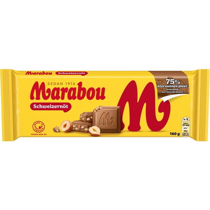 Chokladkaka Schweizernöt 160g Marabou