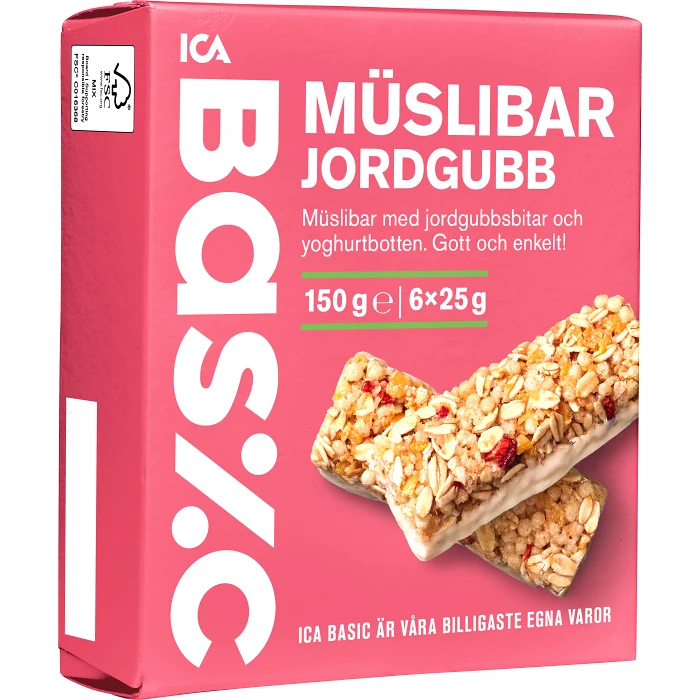 Muslibar Jordgubb 6-p 150g ICA Basic