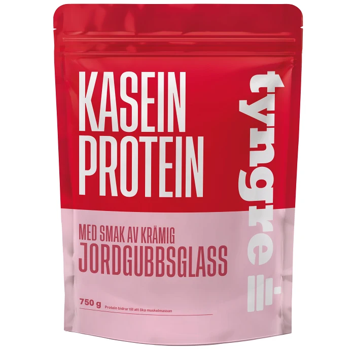 Proteinpulver Kasein Jordgubbsglass 750g Tyngre