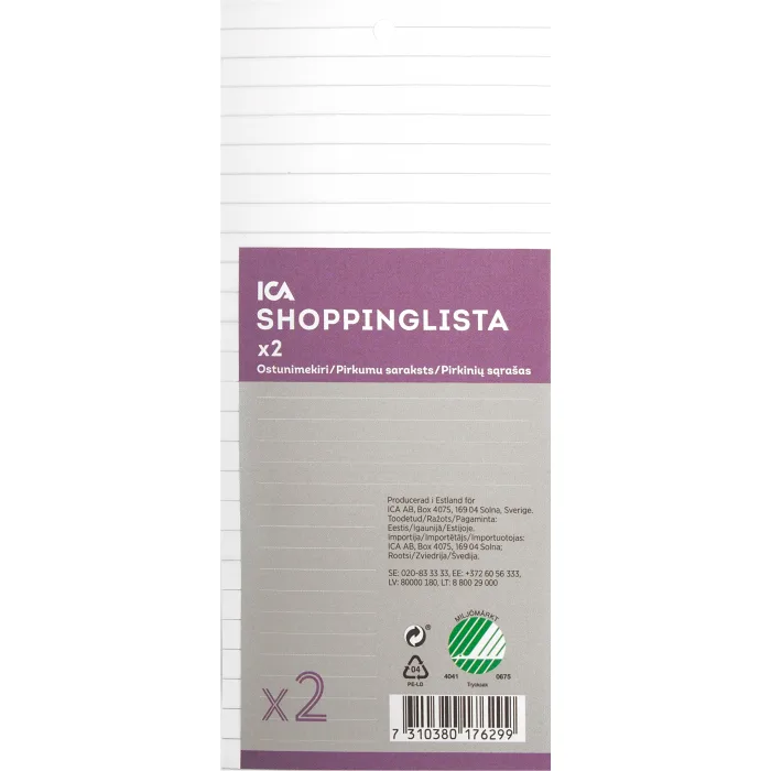 Köplista 2-p linjerad ICA Home