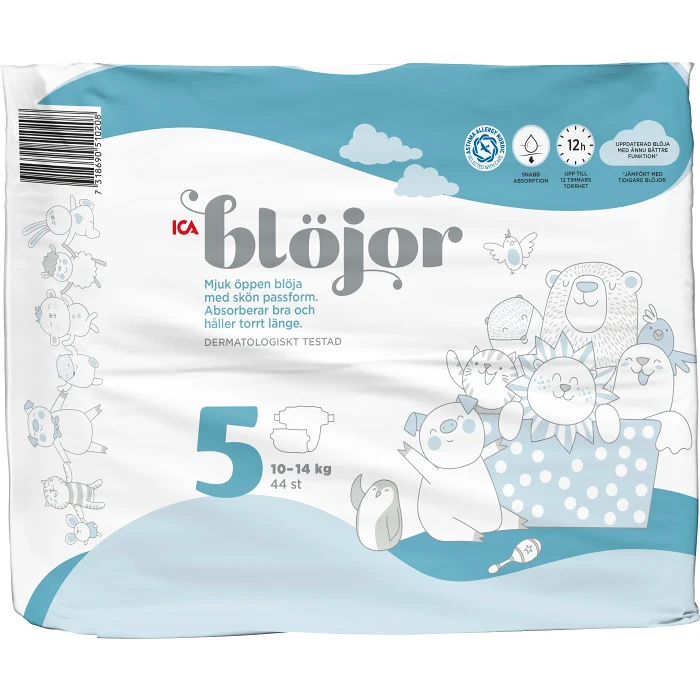 Öppna Blöjor Strl 5 10-14kg 44-p Miljömärkt ICA