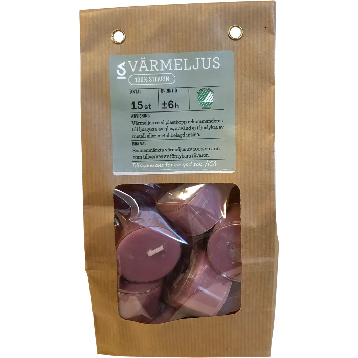 Värmeljus rosa 15p plastkopp ICA