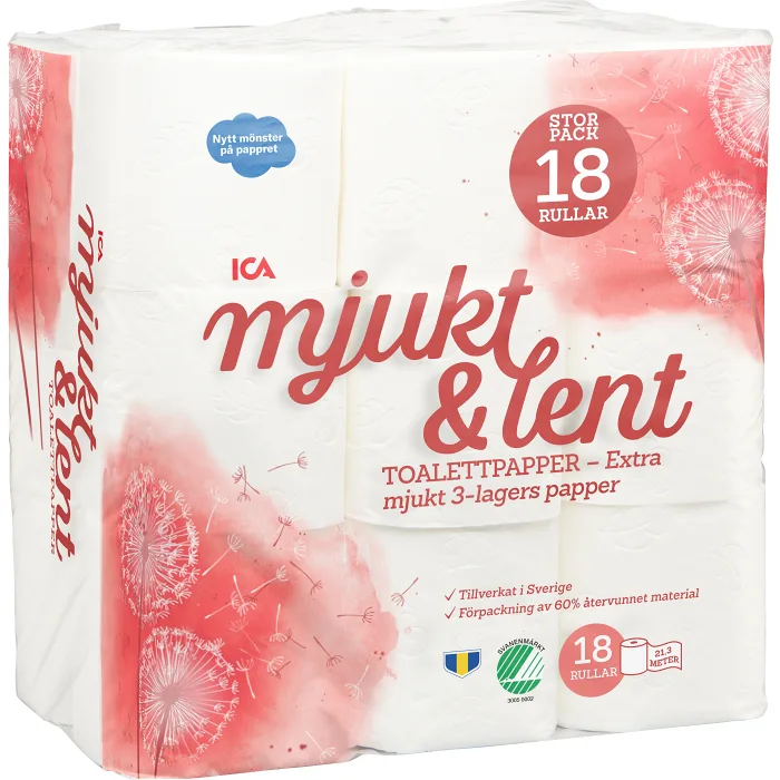 Toalettpapper Mjukt & Lent 18-p Miljömärkt ICA