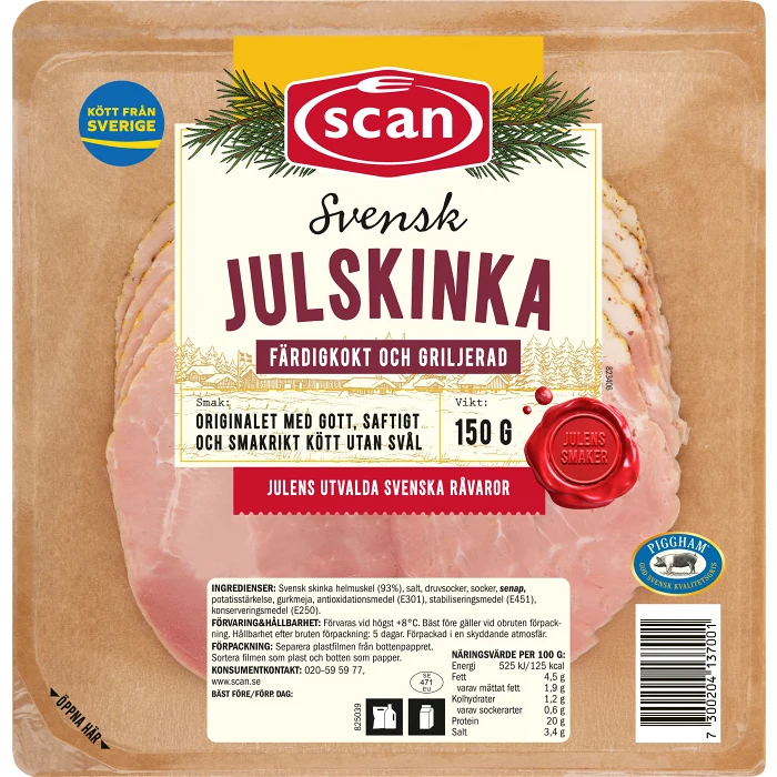 Julskinka Skivad Kokt och Griljerad 150g Scan