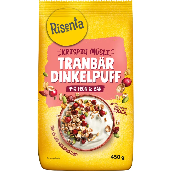 Krispig Müsli Tranbär Dinkelpuff 450 g Risenta