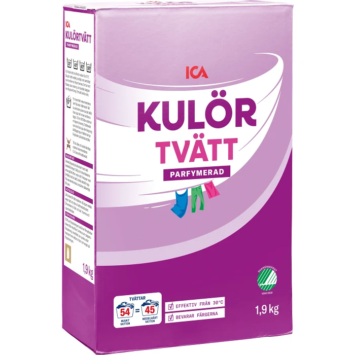 Tvättmedel Kulörtvätt 1,9kg Miljömärkt ICA