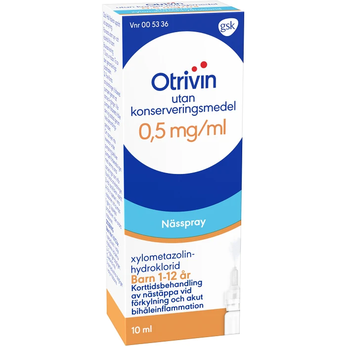 Nässpray Barn 1-12 år 0,5mg/ml 10ml Otrivin