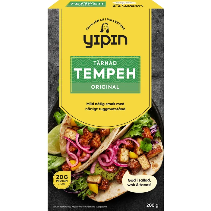 Tempeh naturell tärnad 200g YiPin