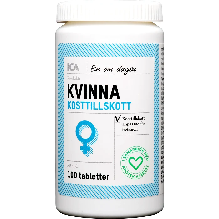 Multivitamin Kvinna Kosttillskott 100st ICA Hjärtat